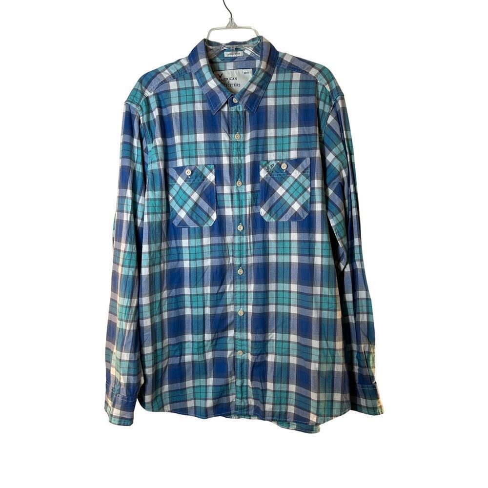 AMERICAN EAGLE Men’s Plaid Long Sleeve Button Down Casual Shirt / Size: XL